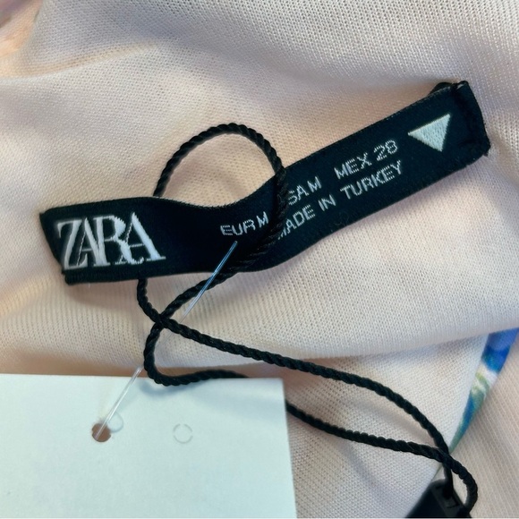 Zara floral flower ruched draped corset halter crop top Sz M NWT - Picture 7 of 13